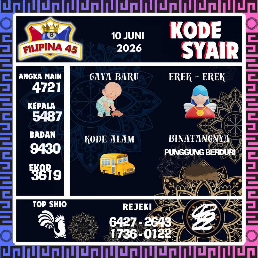 Kode Syair Filipina45  Pools - Juni 2026
