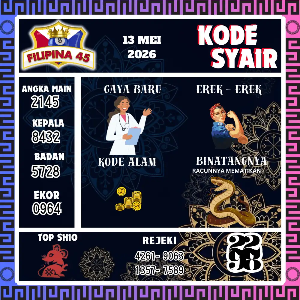 Kode Syair Filipina45  Pools - Mei 2026
