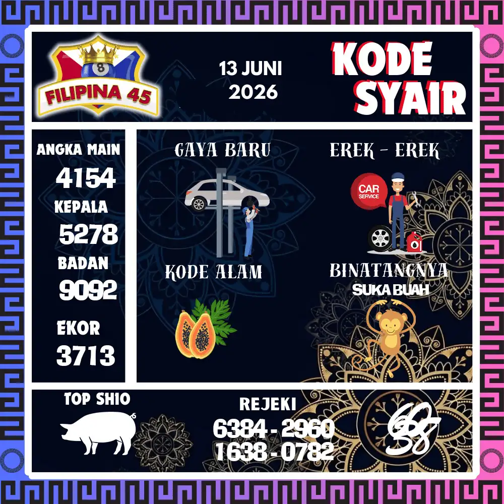 Kode Syair Filipina45  Pools - Juni 2026
