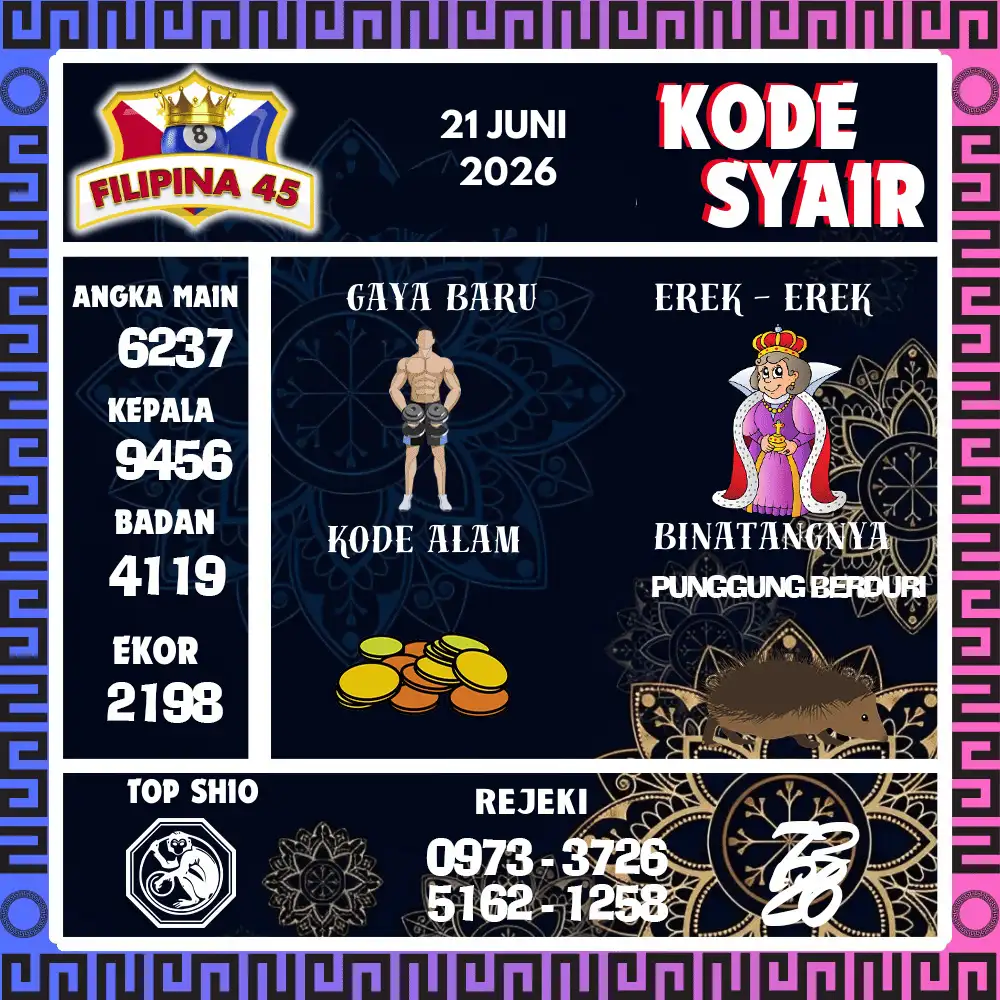 Kode Syair Filipina45  Pools - Juni 2026
