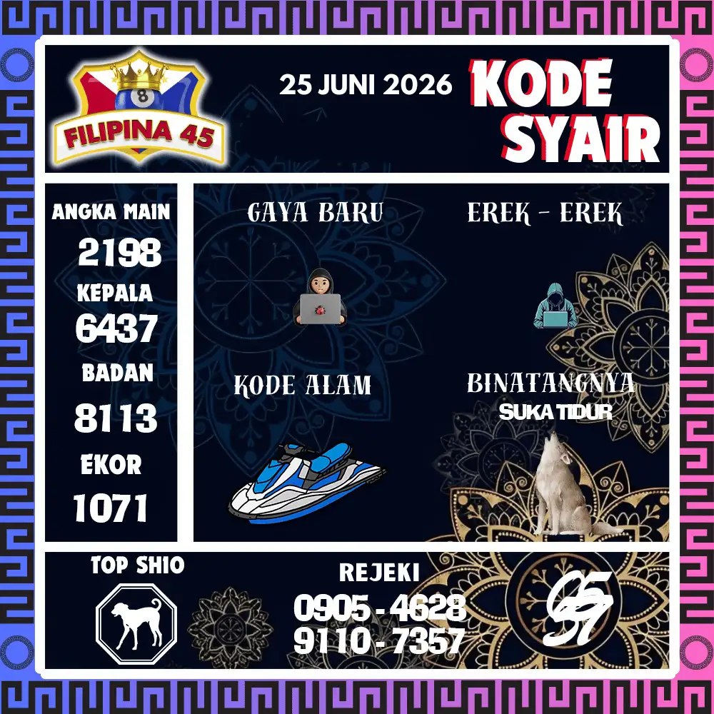 Kode Syair Filipina45  Pools - Juni 2026
