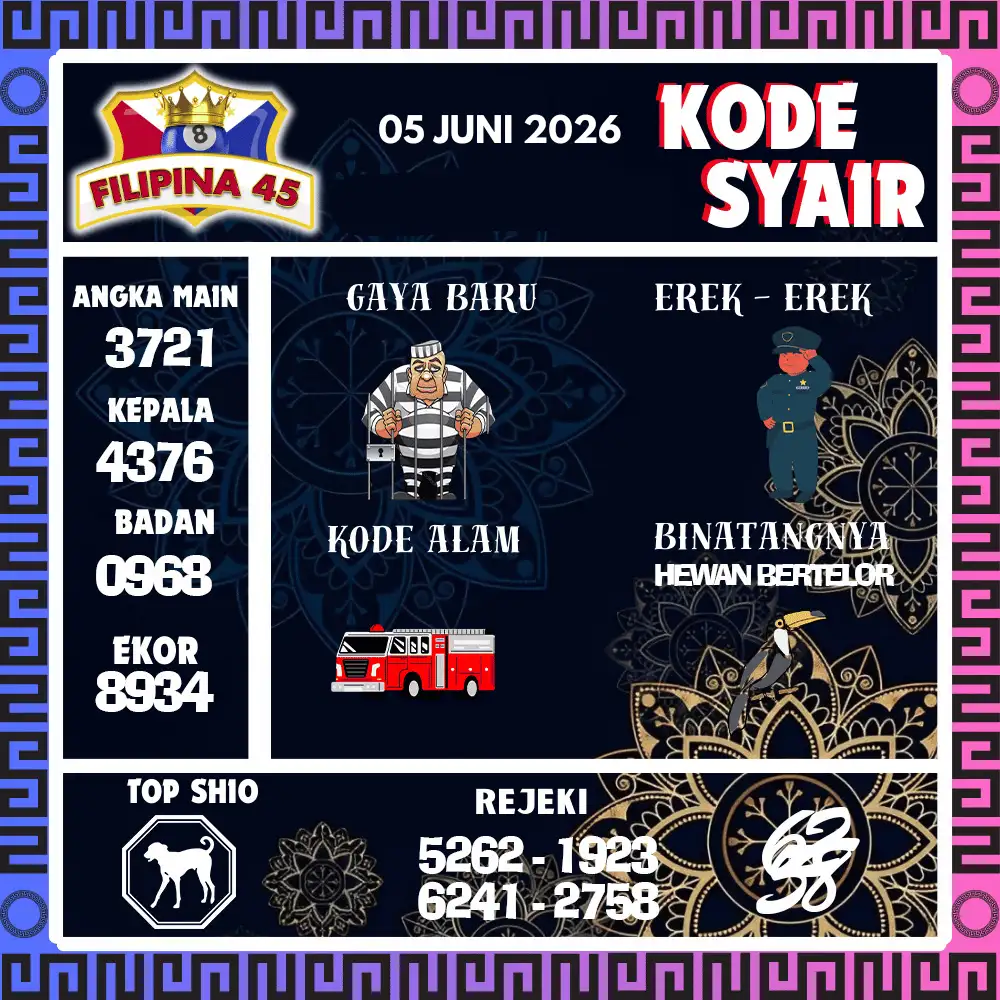 Kode Syair Filipina45  Pools - Juni 2026
