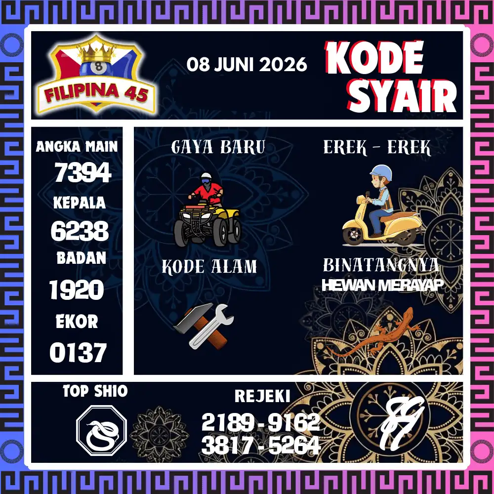 Kode Syair Filipina45  Pools - Juni 2026
