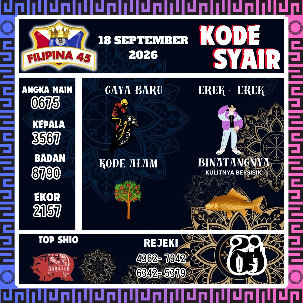 Kode Syair Filipina45 Pools - September 2026
