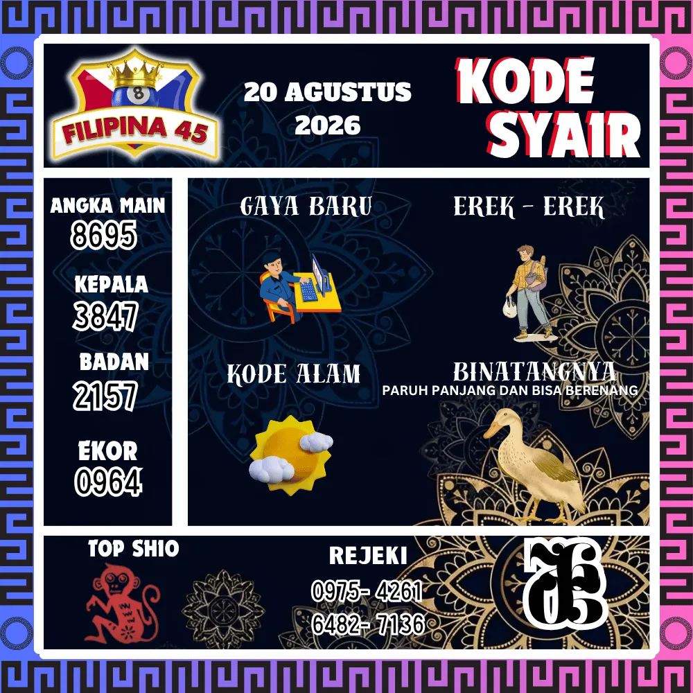 Kode Syair Filipina45 Pools - Agustus 2026
