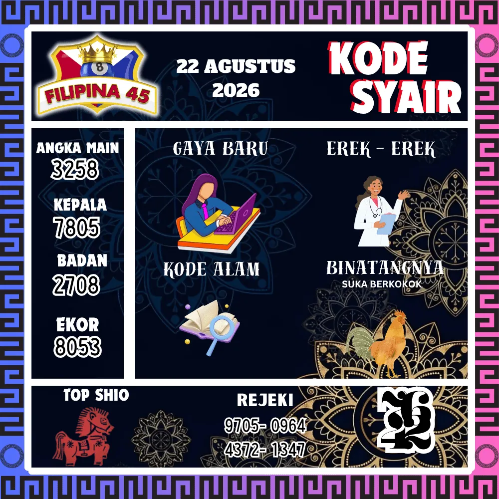Kode Syair Filipina45 Pools - Agustus 2026
