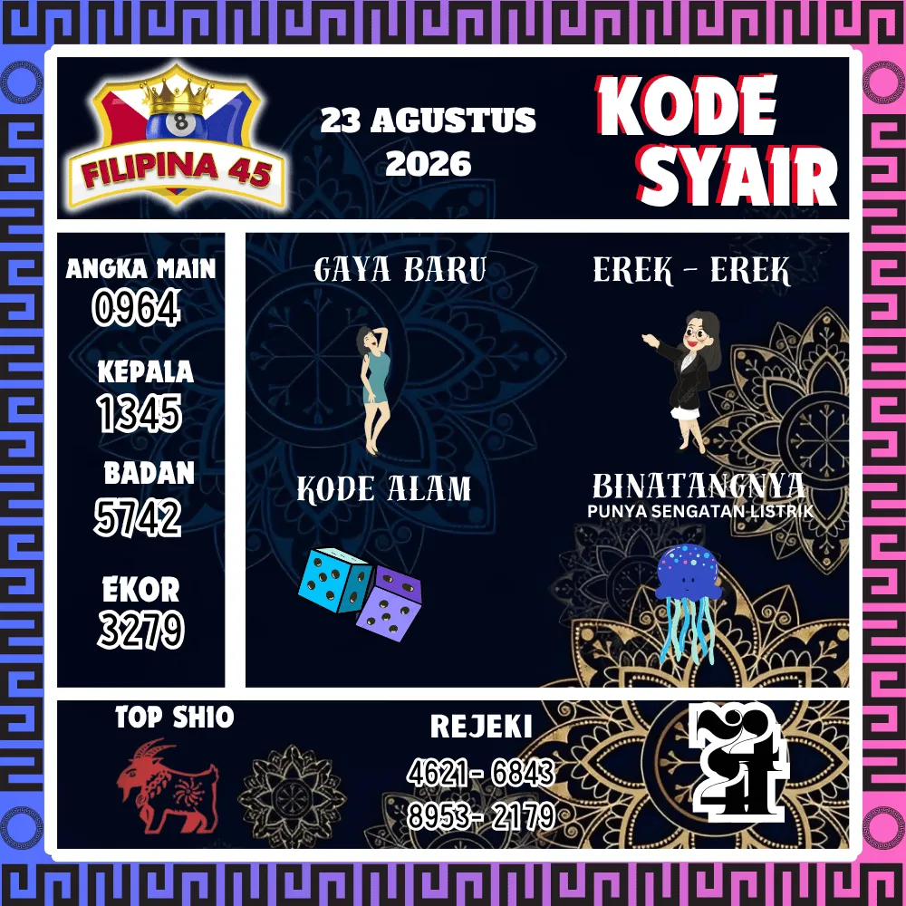 Kode Syair Filipina45 Pools - Agustus 2026
