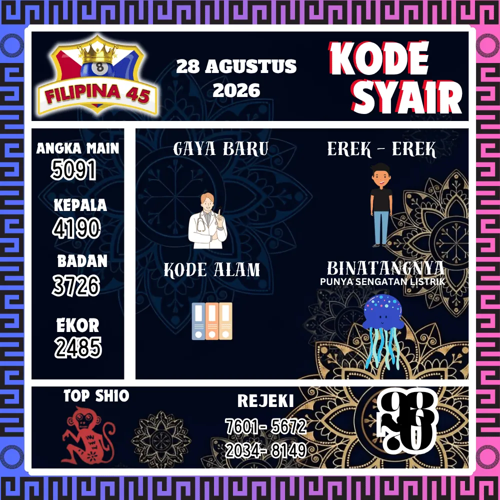 Kode Syair Filipina45 Pools - Agustus 2026
