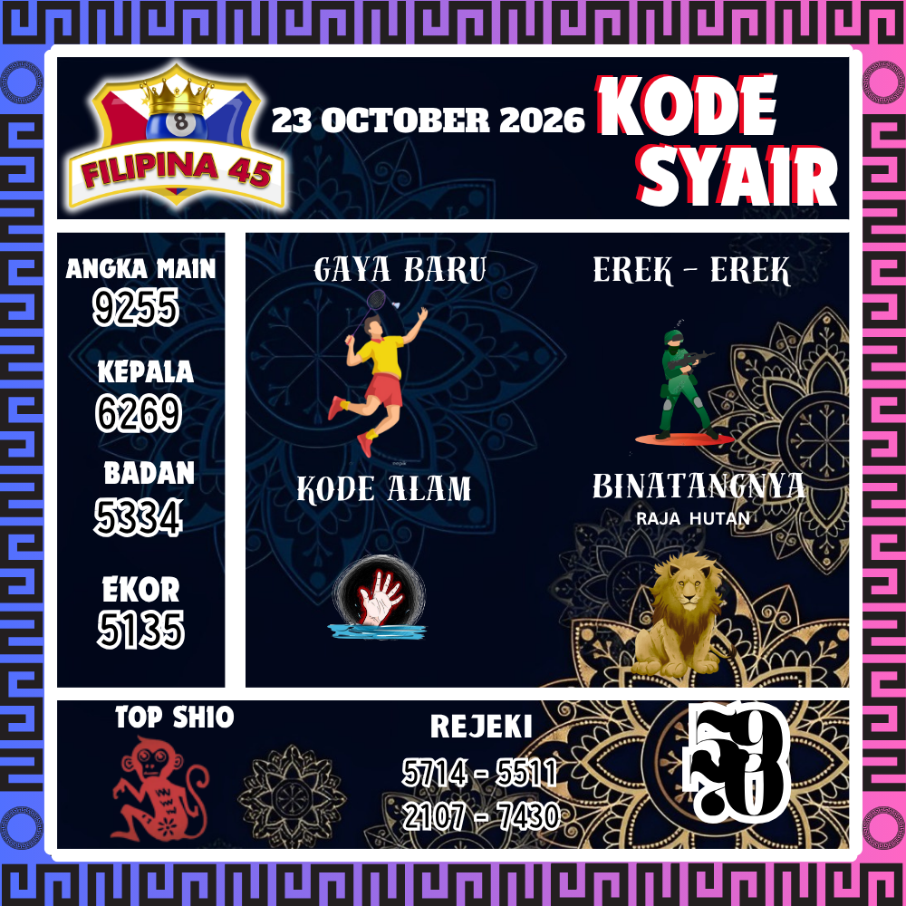 Kode Syair Filipina45 Pools 23 Oktober 2026