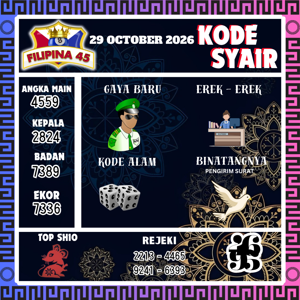 Kode Syair Filipina45 Pools 29 Oktober 2026