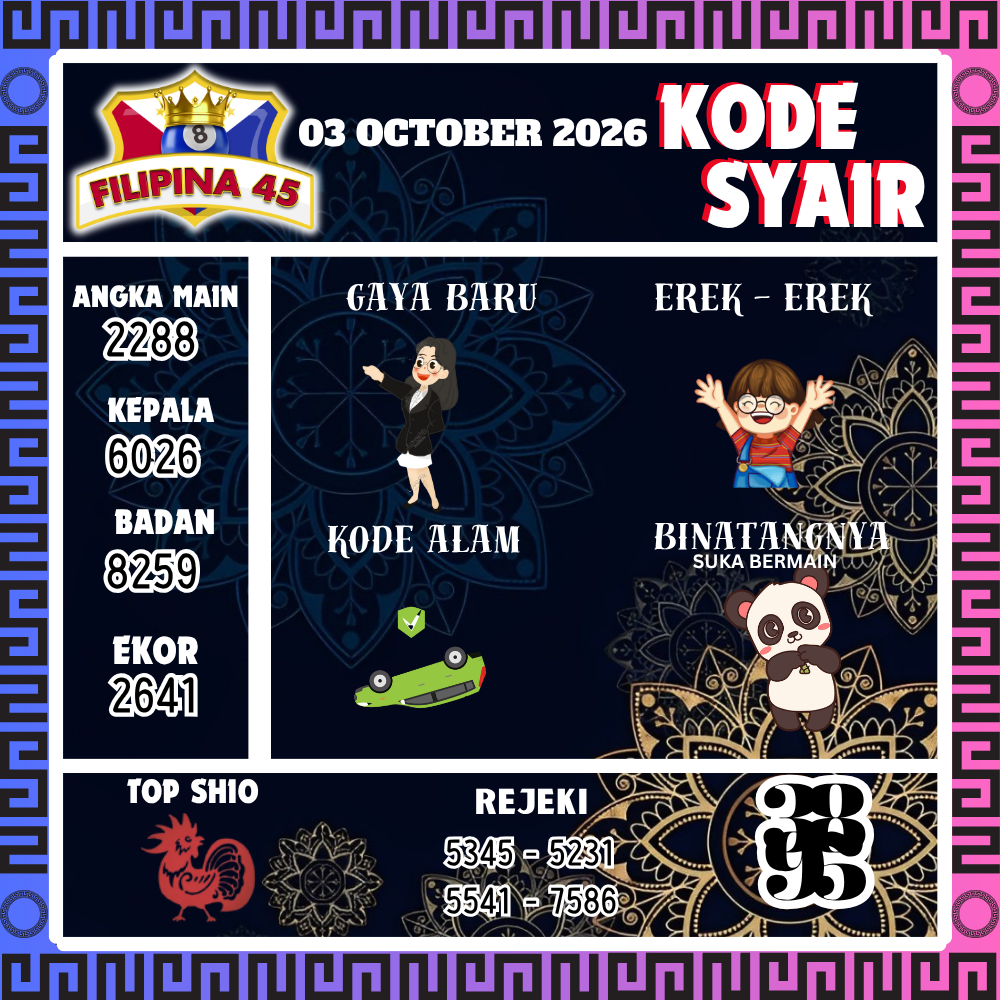 Kode Syair Filipina45 Pools 03 Oktober 2026