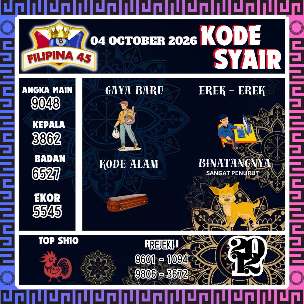 Kode Syair Filipina45 Pools 04 Oktober 2026